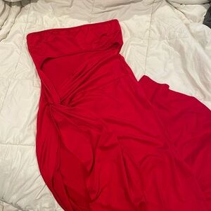 Strapless red dress